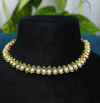 Antique Gold Pearl Drop Leaf Necklace Set for Women - Matte Finish