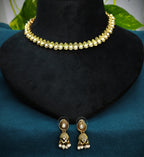 Antique Gold Pearl Drop Leaf Necklace Set for Women - Matte Finish