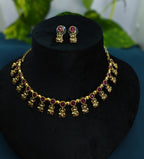Antique Gold Ruby Red Devi Choker Set for Women - Matte Finish