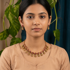 Antique Gold Ruby Red Devi Choker Set for Women - Matte Finish