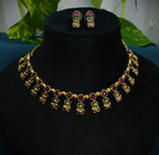 Antique Gold Ruby Red Devi Choker Set for Women - Matte Finish