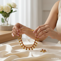Antique Gold Ruby Red Devi Choker Set for Women - Matte Finish