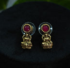 Antique Gold Ruby Red Devi Choker Set for Women - Matte Finish