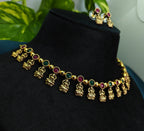 Antique Gold Ruby Emerald Devi Choker Set for Women - Matte Finish