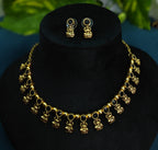 Antique Gold Sapphire Stone Devi Choker Set for Women - Matte Finish