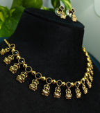 Antique Gold Sapphire Stone Devi Choker Set for Women - Matte Finish
