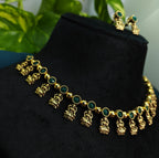 Antique Gold Green Kundan Devi Choker Set for Women - Matte Finish