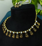 Antique Gold Pearl Devi Choker Set for Women - Matte Finish