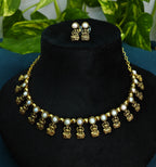 Antique Gold Pearl Devi Choker Set for Women - Matte Finish