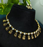 Antique Gold Pearl Devi Choker Set for Women - Matte Finish