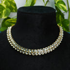 Antique Gold White Kundan Dual Row Necklace Set for Women - Matte Finish