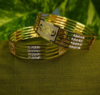Gold-Tone Laser Cut AD Bangle Set of 2 for Women - Glossy Finish (2.8 Size)