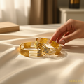 Gold-Tone Laser Cut AD Bangle Set of 2 for Women - Glossy Finish (2.8 Size)