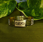 Gold-Tone Laser Cut AD Bangle Set of 2 for Women - Glossy Finish (2.8 Size)