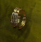 Gold-Tone Italian Twisted AD Bangle Set of 2 for Women - Glossy Finish (2.4 Size)