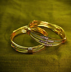 Gold-Tone Italian Twisted AD Bangle Set of 2 for Women - Glossy Finish (2.4 Size)