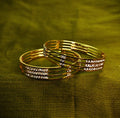Gold-Tone Italian Cut AD Bangle Set of 2 for Women - Glossy Finish (2.6 Size)