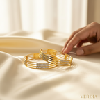 Gold-Tone Italian Cut AD Bangle Set of 2 for Women - Glossy Finish (2.4 Size)