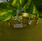 Gold-Tone Italian Cut AD Bangle Set of 2 for Women - Glossy Finish (2.4 Size)