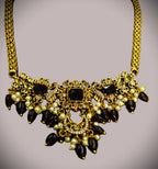 Gold-Tone Peacock Moon Shape AD Choker with Amethyst Purple Stone for Women - Glossy Finish