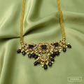 Gold-Tone Peacock Moon Shape AD Choker with Amethyst Purple Stone for Women - Glossy Finish
