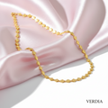 Gold-Tone Flower Linked Chain for Women - Glossy Finish (21.5 Inches)