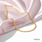 Gold-Tone Flower Linked Chain for Women - Glossy Finish (21.5 Inches)