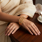 Gold-Plated Elegant Bangle Set of 4 for Women - Glossy Finish (2.4 Size)