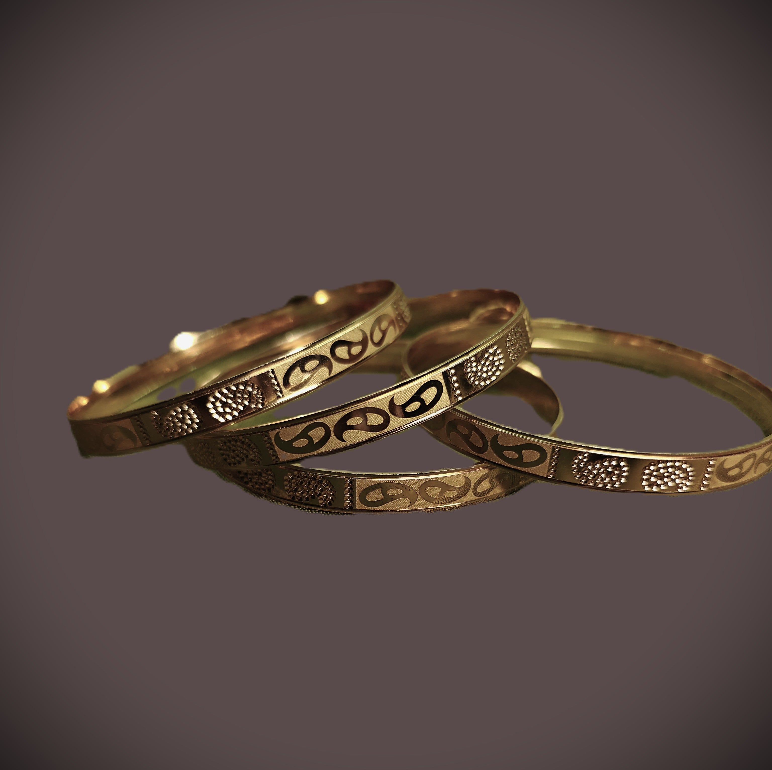 Gold-Plated Elegant Bangle Set of 4 for Women - Glossy Finish (2.4 Size)