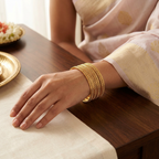 Gold-Plated Elegant Hollow Cut Bangle Set of 4 for Women - Glossy Finish (2.6 Size)