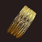 Gold-Plated Elegant Hollow Cut Bangle Set of 4 for Women - Glossy Finish (2.6 Size)
