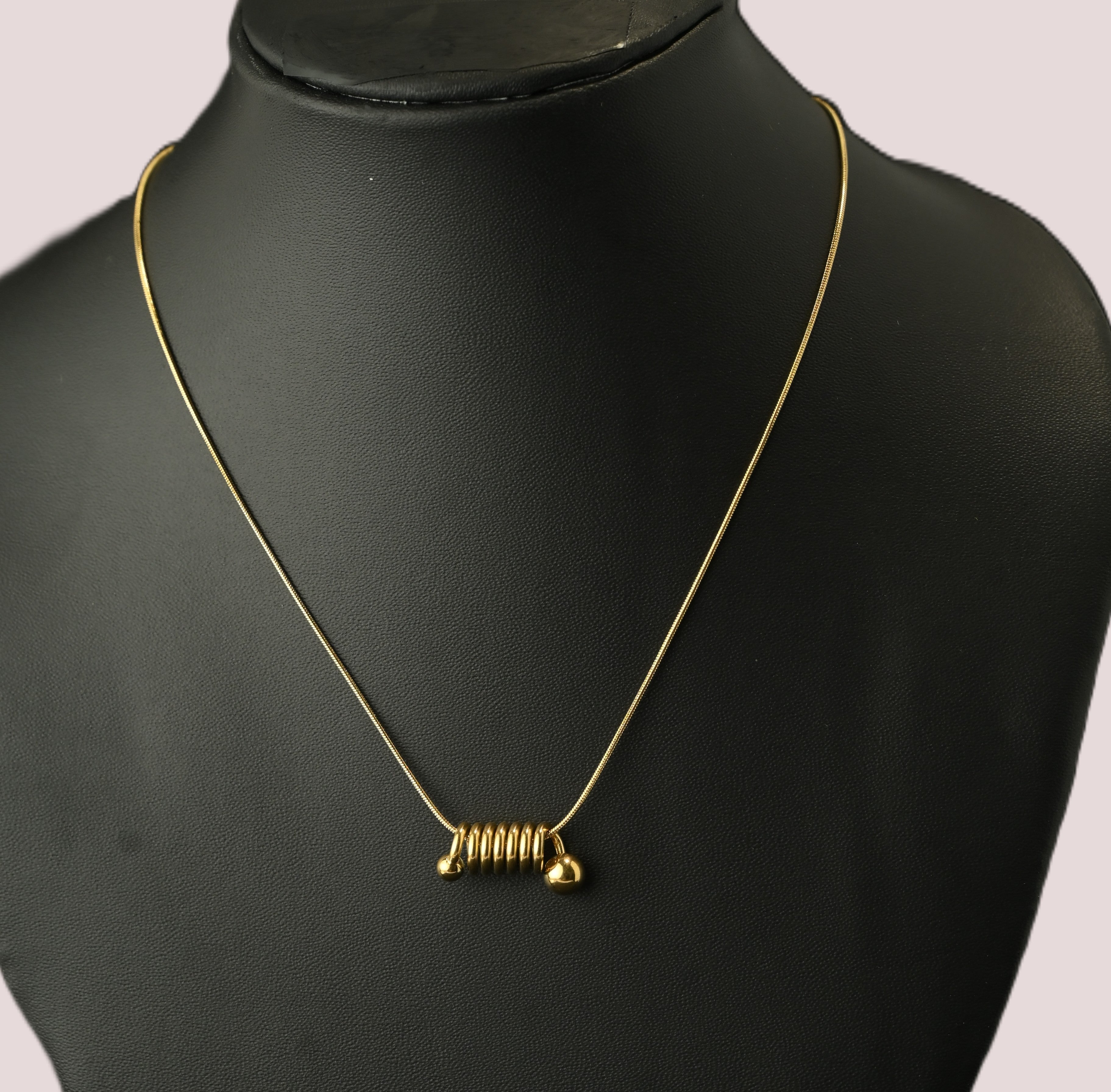 Gold Tone Minimal Spiral Pendant Necklace for Women- Matte Finish
