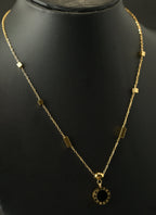 Gold Tone Classic Roman Letter Dual-Tone Disc Necklace for Women- Glossy Finish