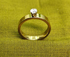 Gold-Tone Premuim Flat Solitaire Ring for Men -Glossy finish Size 15