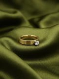 Gold-Tone Premuim Flat Solitaire Ring for Men -Glossy finish Size 15