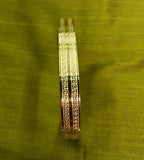 Gold-Tone Engraved Pattern Hinged Bangle for Men - Glossy Finish