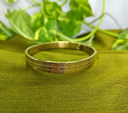 Gold-Tone Engraved Pattern Hinged Bangle for Men - Glossy Finish