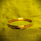 Gold-Tone Groove Lined Hinged Bangle for Men -Glossy Finish