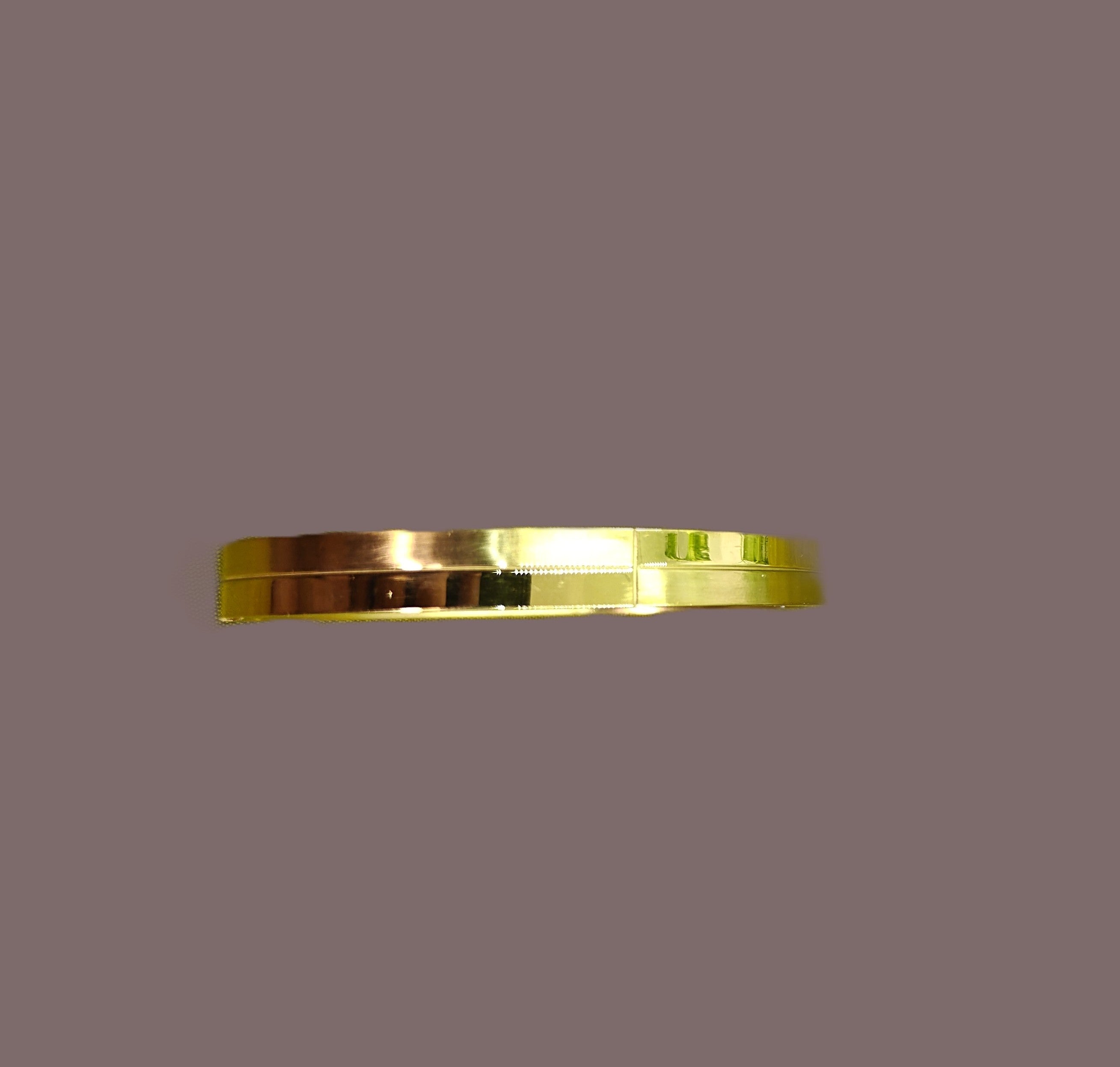 Gold-Tone Groove Lined Hinged Bangle for Men -Glossy Finish