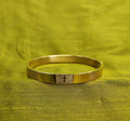 Gold-Tone Classic Cross Motif Hinged Bangle for Men- Glossy Finish