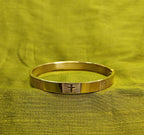 Gold-Tone Classic Cross Motif Hinged Bangle for Men- Glossy Finish