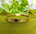 Gold-Tone Classic Om Symbol Hinged Bangle for Men- Glossy Finish