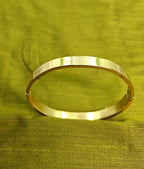 Gold-Tone Classic Om Symbol Hinged Bangle for Men- Glossy Finish