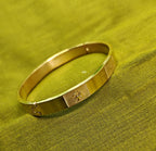 Gold-Tone Classic Om Symbol Hinged Bangle for Men- Glossy Finish