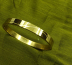 Gold-Tone Wave Pattern Hinged Bangle for Men- Glossy Finish