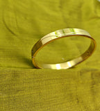 Gold-Tone Wave Pattern Hinged Bangle for Men- Glossy Finish