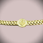 Gold-Tone Om Medallion Link Bracelet for Men- Glossy Finish