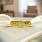 Gold-Tone Om Medallion Link Bracelet for Men- Glossy Finish