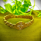Gold-Tone Om Medallion Link Bracelet for Men- Glossy Finish