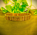 Gold-Tone Om Rectangular Jubilee Chain Bracelet for Men- Glossy Finish